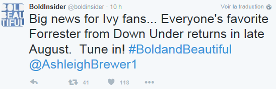 Ivy Forrester back !