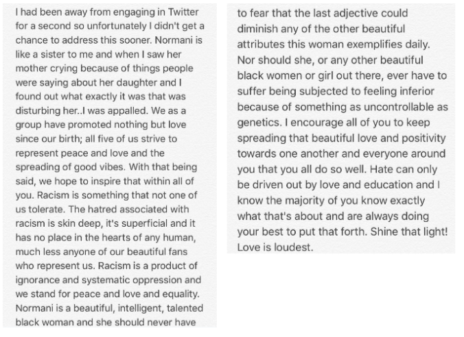 Fifth Harmony Lau's full Letter